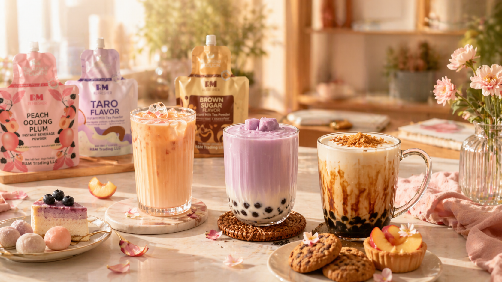 RM Refresher drinks and desserts arranged as part of the brand story
