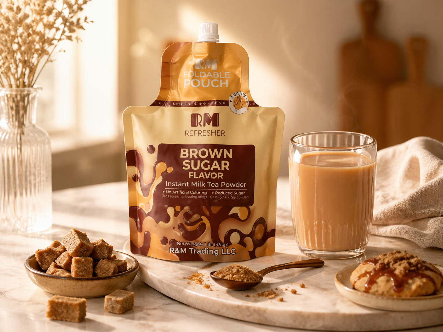 R&M Refresher Brown Sugar Flavor product still life