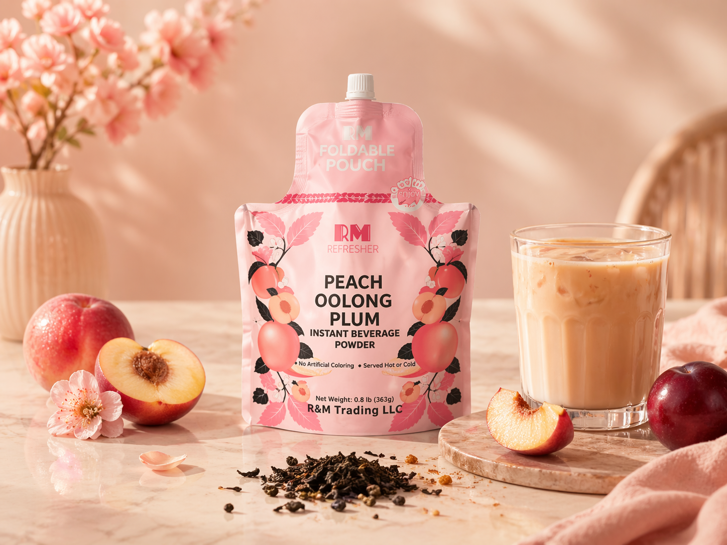 R&M Refresher Peach Oolong Plum product still life